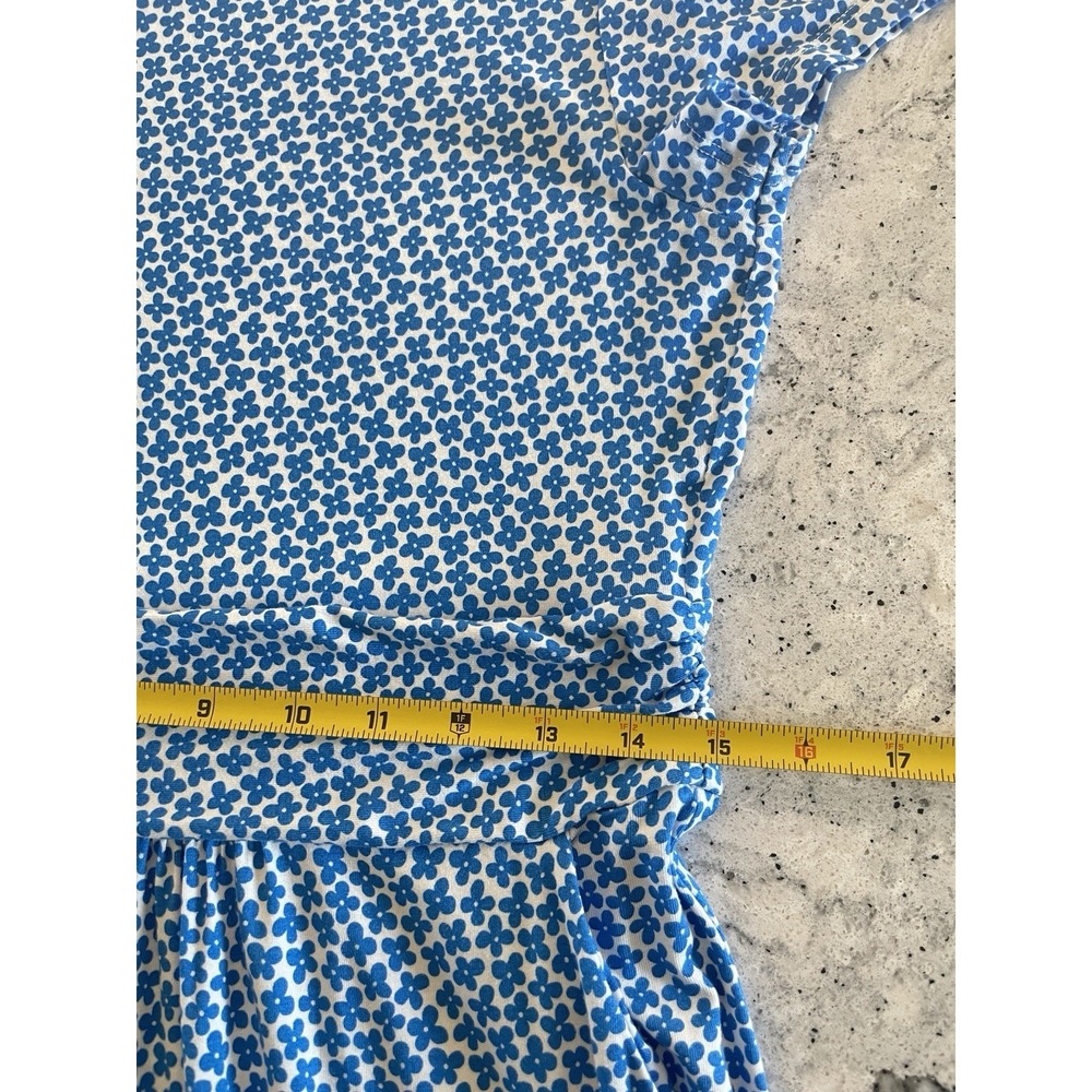 Boden Amelia Jersey Fit/Flare Dress US 8L Blue Floral Knee Length Pockets J0326 - Picture 10 of 11